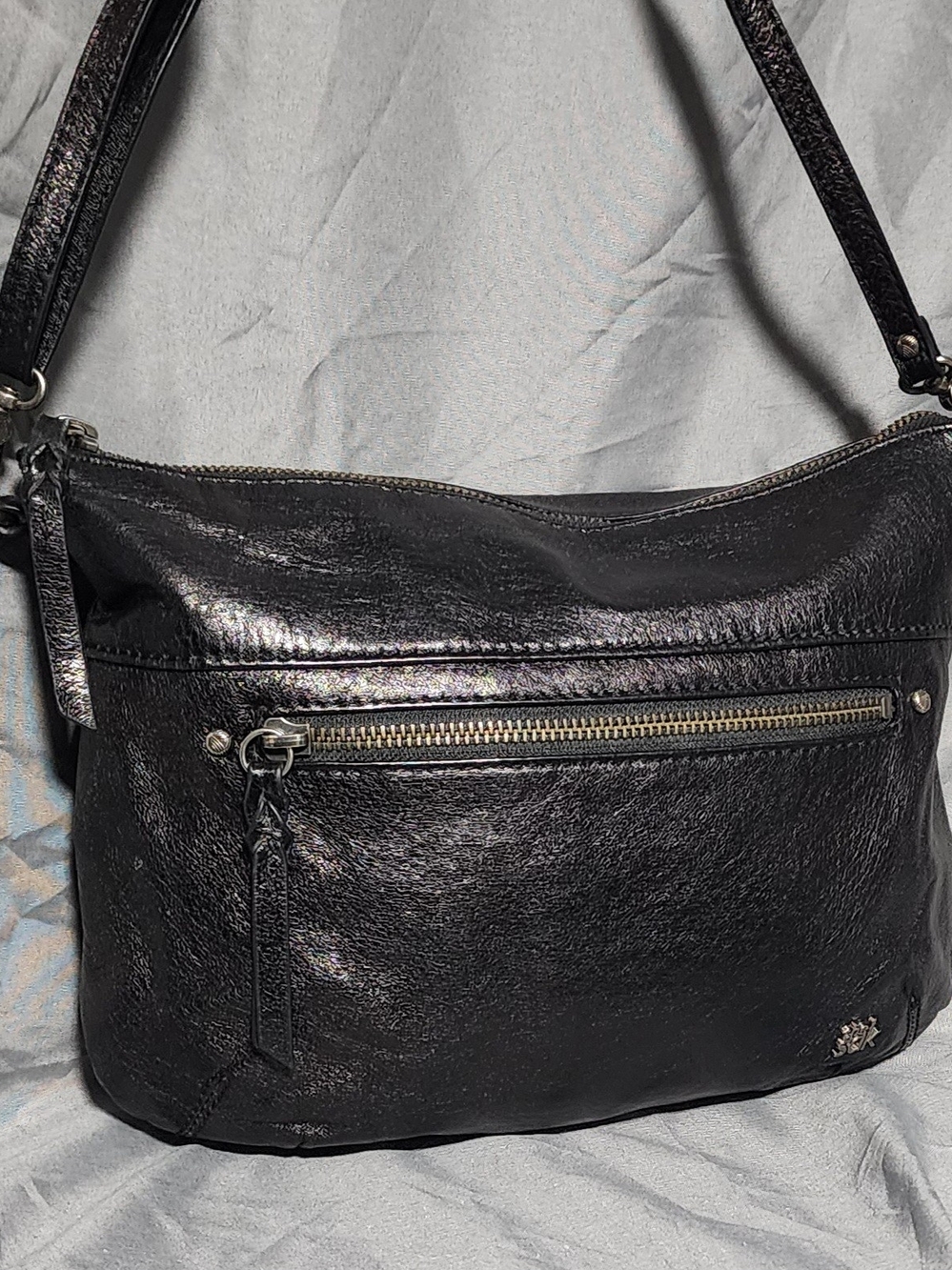 The Sak Oleta Black Black Leather Crossbody Bag Purse